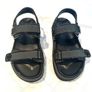 Tory Burch Kira Sport Sandal, Black and White, Size 7.5